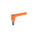 Ganter Palancas de apriete ajustables planas, Zamac, espárrago roscado de acero inoxidable GN 302.1-78-M10-63-OS