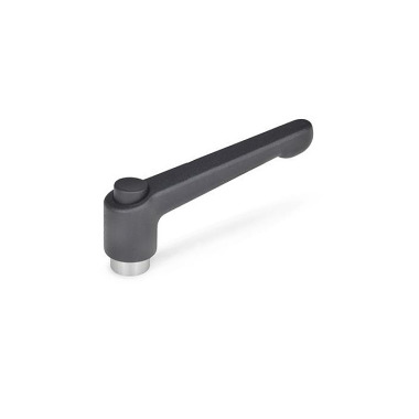 Ganter Palancas de apriete ajustables con pulsador de desbloqueo, Zamac, casquillo de acero inoxidable GN 303.1-30-M4-SW-S