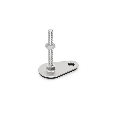 Ganter Patas de nivelación, acero inoxidable, con lengüeta de fijación, forma de gota GN 43-50-M10-60-D3-SK