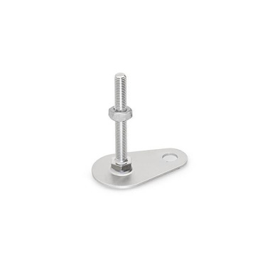 Ganter Patas de nivelación, acero inoxidable, con lengüeta de fijación, forma de gota GN 43-80-M10-60-D0-SK