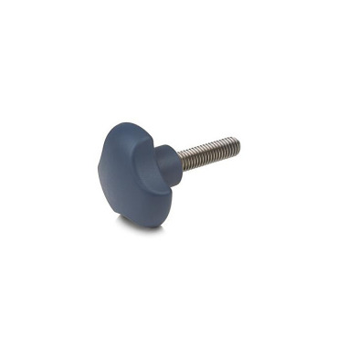 Ganter Pomos trilobulados, detectables, plástico con homologación FDA, espárrago roscado acero inoxidable GN 5342-40-M8-20-MDB