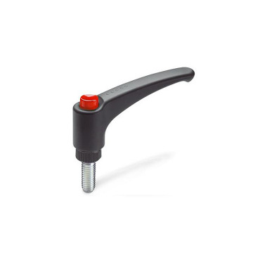 Ganter Palancas de apriete ajustables, plástico, espárrago roscado de acero GN 603-108-M14-70-DRT