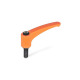 Ganter Palancas de apriete ajustables, plástico, espárrago roscado de acero GN 604-44-M5-16-OR