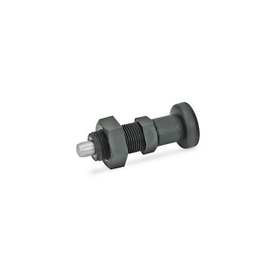 Ganter Pernos de retención, guía de plástico, pasador de acero inoxidable GN 617.2-10-BK-NI