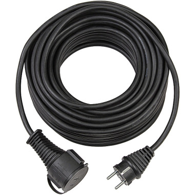 Brennenstuhl Qualitäts-Gummi-Verlängerungskabel 10m (IP44, Kabel für außen) schwarz 1161450