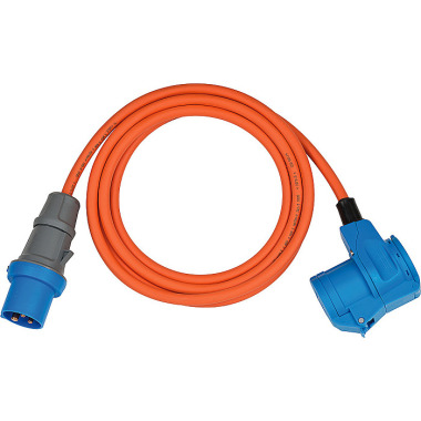 Brennenstuhl Camping CEE-Verlängerungskabel mit CEE-Stecker und Winkelkupplung inkl. Schutzkontakt-Kombisteckdose (3m Kabel in orange, 230V/16A, Einsatz im Außenbereich, Made in Germany) 1167650503