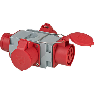 Brennenstuhl CEE Adapter Stromverteiler IP44 (1x CEE Stecker 400V/16A & 3x CEE Steckdosen 400V/16A) für Baustelle 1081640