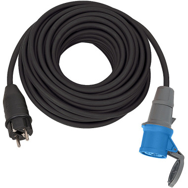 Brennenstuhl Adapterkabel/CEE-Adapter mit Schutzkontakt-Stecker und CEE-Kupplung (25m Kabel in Schwarz, H07RN-F 3G2,5, 230V/16A, ständiger Einsatz im Außenbereich IP44, Made in Germany) 1132910100