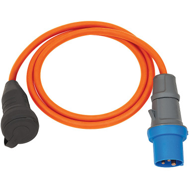 Brennenstuhl Camping Adapterkabel / CEE-Adapter mit CEE-Stecker und Schutzkontakt-Kupplung (1,5m Kabel in orange, H07RN-F 3G2,5, 230V/16A, für ständigen Einsatz im Außenbereich IP44, Made in Germany) 1132920025