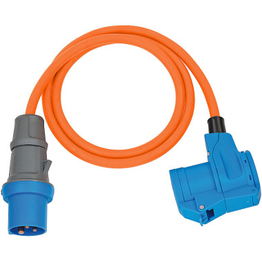 Brennenstuhl Camping CEE-Adapterleitung mit CEE-Stecker und Winkelkupplung inkl. Schutzkontakt-Kombisteckdose (1,5m Kabel in orange, 230V/16A, Einsatz im Außenbereich, Made in Germany) 1132920525