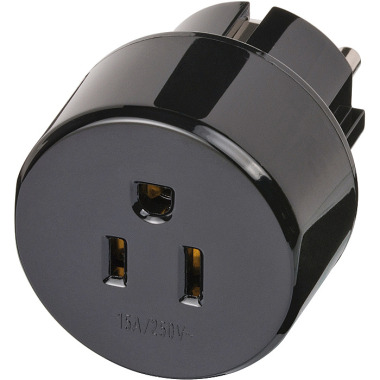 Brennenstuhl Reisestecker / Reiseadapter (Reise-Steckdosenadapter für: Schutzkontakt Steckdose und USA, Japan Stecker) schwarz 1508520