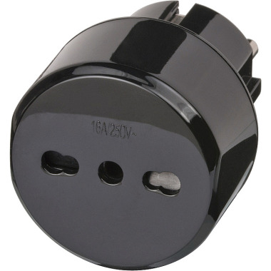 Brennenstuhl Reisestecker / Reiseadapter (Reise-Steckdosenadapter für: Euro Steckdose und Italien Stecker) schwarz 1508590