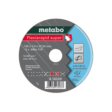 Metabo Flexiarapid super 115x0,8x22,23 mm, Inox, Trennscheibe, gekröpfte Ausführung (616208000)