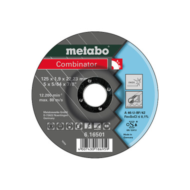 Metabo Combinator 115x1,9x22,23 mm, Inox, Trenn- u. Schruppscheibe, gekröpfte Ausführung (616500000)