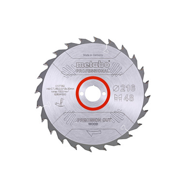 Metabo Sägeblatt precision cut wood - professional, 216x2,4/1,8x30, Z48 WZ 5° neg. (628041000)