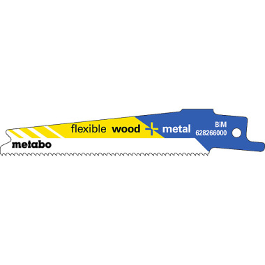 Metabo 5 Säbelsägeblätter flexible wood + metal 100 x 0,9 mm, BiM, 1.41-1.81 mm/ 14-18 TPI (628266000)