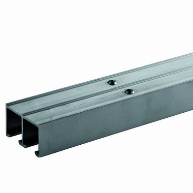 Woelm HELM 62 Rail de roulement double aluminium nu, perforé, longueur de roulement 6 mètres 006251