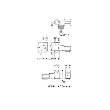 Schell NA-Ventil COMFORT chr f Wandbatterien 3/4" Anschl re 56mm 033240699