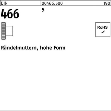 Rändelmutter DIN 466 hohe FormM3 5 100 Stück 004665000030000