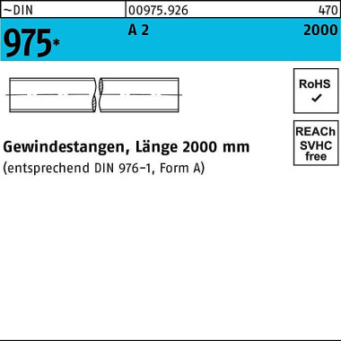 Gewindestange DIN 975 M20 x 2000mm A 2 1 Stück 009759260200002