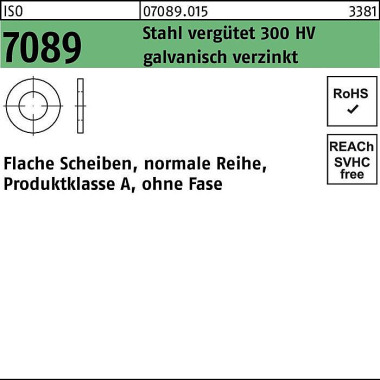 Unterlegscheibe ISO 7089 o.Fase 4 Stahl verg. 300 HV galv.verz. 200St. 070890150040000