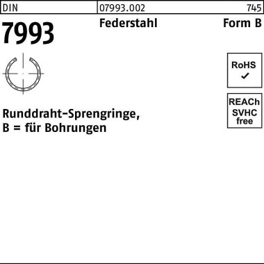 Runddrahtsprengring DIN 7 993 f.Wellen B 7 Federsta hl 500 Stück 079930020070000