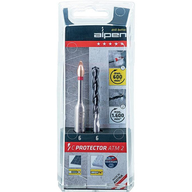 Feinsteinzeugfliesenbohre rset C PROTECTOR D.8mm 2 St./Set ALPEN 0000303082100