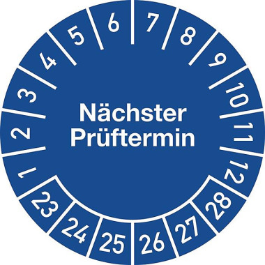 Mehrjahresprüfplakette D.20mm Nächster Prüftermin 2023-2028 Folie 101806