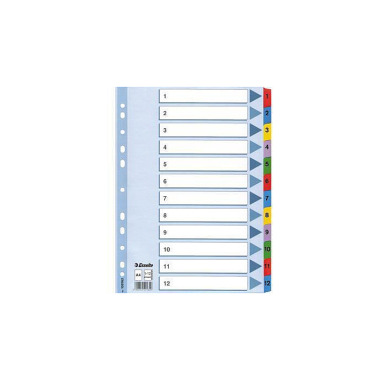 Esselte Register 100162 1 -12 DIN A4 Mylar weiß 121016301