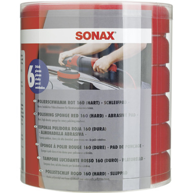 Sonax PolierSchwamm rot 160 (hart) - Six-Pack- 04939000