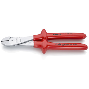 Knipex Pince coupante de côté à forte démultiplication chromée 250mm 74 07 250