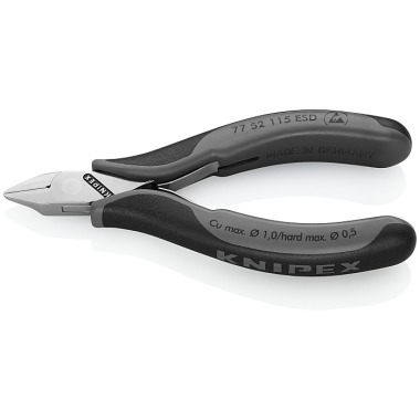 Knipex Pince coupante de côté pour l'électronique ESD avec gaines bi-matière 115mm 77 52 115 ESD