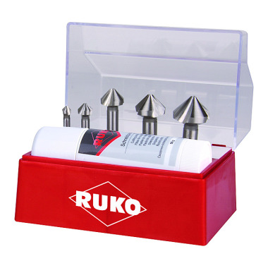 Ruko Jeux de fraises à chanfreiner 3 dents DIN 335 forme C 90° HSS 102142