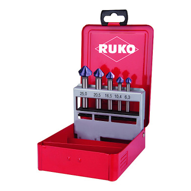 Ruko Jeux de fraises à chanfreiner 3 dents DIN 335 forme C 90° HSS-TiAlN 102154F