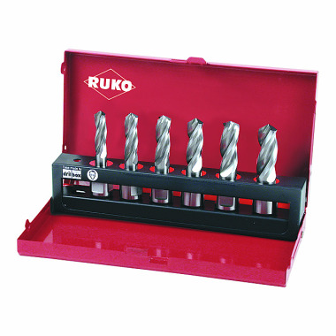 Ruko Assortiment de forets 3 lèvres ”Solid 3S” HSS avec attache Weldon (3/4”) en cassette industrielle 108830