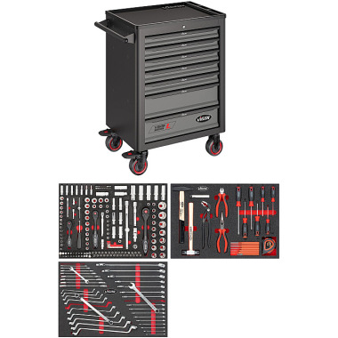 Vigor Chariot d’atelier avec assortiment - nombre d’outils : 248 V4219