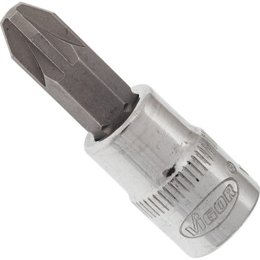 Vigor Embout de tournevis - carré creux 6,3 mm (1/4 pouce) - profil Pozidriv PZ - PZ3 V2441N