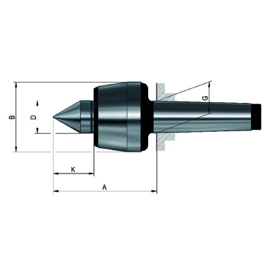 RÖHM Centres de centrage tournants 60°, MK 0, taille 100, version normale 061740