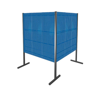 KAPPES ®RasterPlan partition wall double panel 90° L1500 / 1500 mm H1500 mm RAL 5010 with 6 ®RasterPlan perforated panels. 7228.00.1921