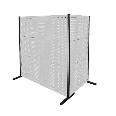 KAPPES ®RasterPlan partition wall double panel 90° L1000 / 2000 mm H2000 mm RAL 7035 with 6 ®RasterPlan perforated panels. 7262.00.1913