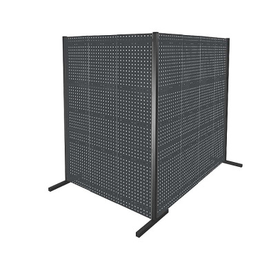 KAPPES ®RasterPlan partition wall double bay 90° L1500 / 2000 mm H2000 mm RAL 7016. With 7 ®RasterPlan perforated panels. 7264.00.2608