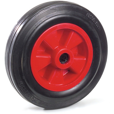 fetra Roue en caoutchouc plein 250 x 60 mm, jante en plastique rouge, NL 75, Bo. 25 70207