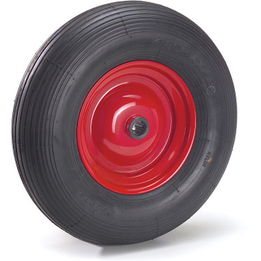 fetra Roue en mousse PU 400 x 100 mm jante en tôle d’acier rouge - profil rainuré 71620