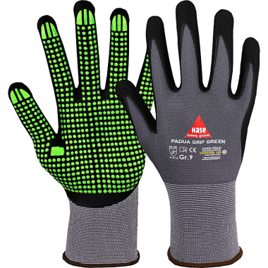 Hase Sicherheitshandschuhe Padua Grip Green OekoTex®, Größe 9 508150G (T-361483)