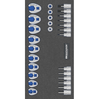 MATADOR MTS R: Bit Sockets / Crow Foot Sp. 10(3/8), 28 pcs 1/3: 390x190mm 8164 3093