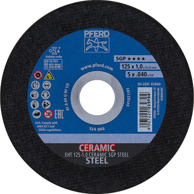 PFERD Disque à tronçonner EHT 125-1.0 CERAMIC SGP STEEL 61312510