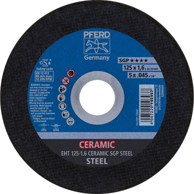 PFERD Disque à tronçonner EHT 125-1.6 CERAMIC SGP STEEL 61312516