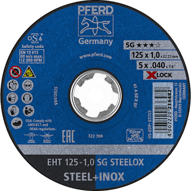 PFERD Disque à tronçonner EHT 125-1.0 SG STEELOX/X-LOCK 61341113