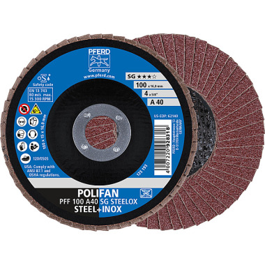 PFERD Disque à lamelles POLIFAN PFF 100 A 40 SG STEELOX/16.0 67604100