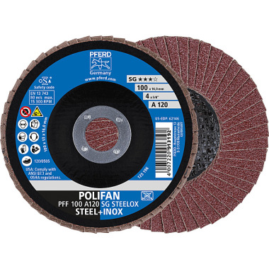 PFERD Disque à lamelles POLIFAN PFF 100 A 120 SG STEELOX/16.0 67612100